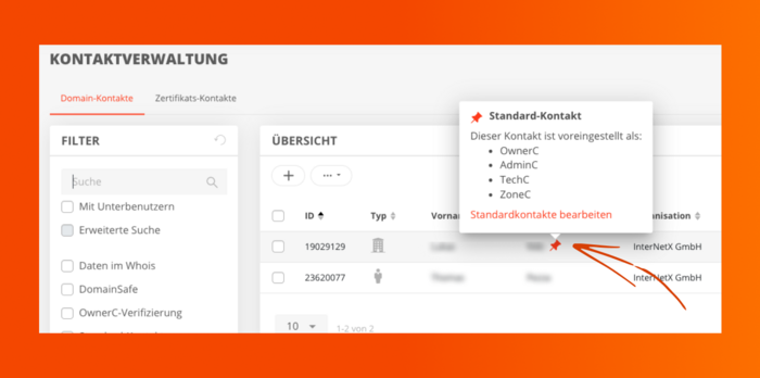 Benutzerprofil-Handles in Kontaktverhaltung highlighten